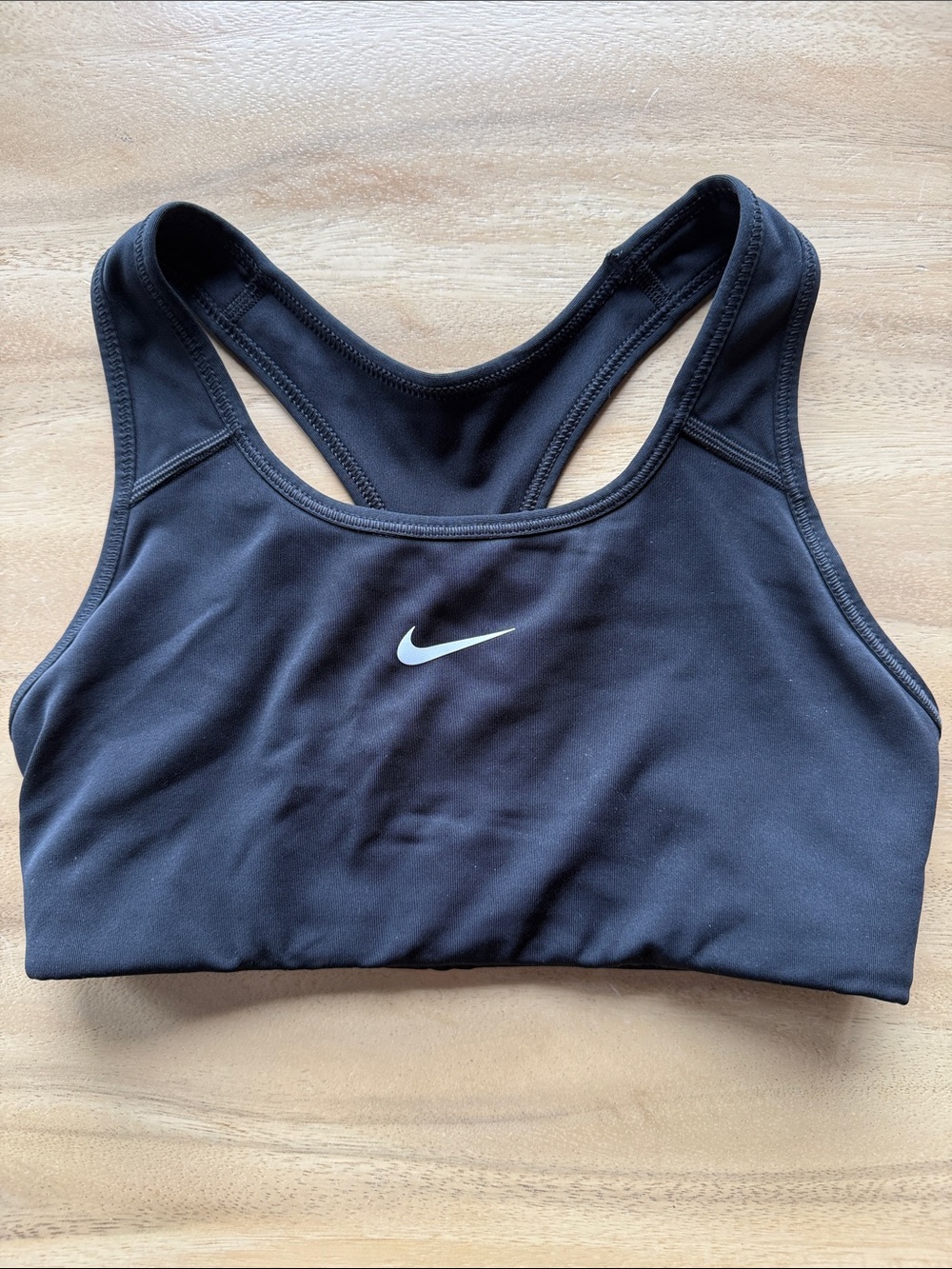 Nike Black Racerback Medium-Support Sports Bra with White Swoosh